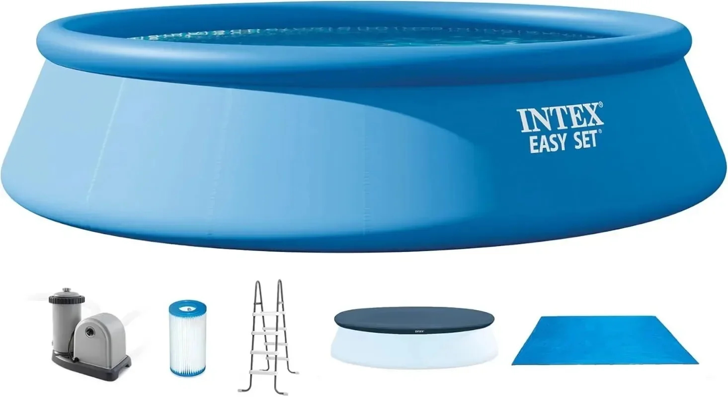 INTEX Easy Set 18 ft x 48in Above Ground Pool Set, Round Inflatable Swimming Pool with 1500 GPH Cartridge Filter Pump, Ladder
INTEX Easy Set 18 ft x 48in Above Ground Pool Set, Round Inflatable Swimming Pool with 1500 GPH Cartridge Filter Pump, Ladder