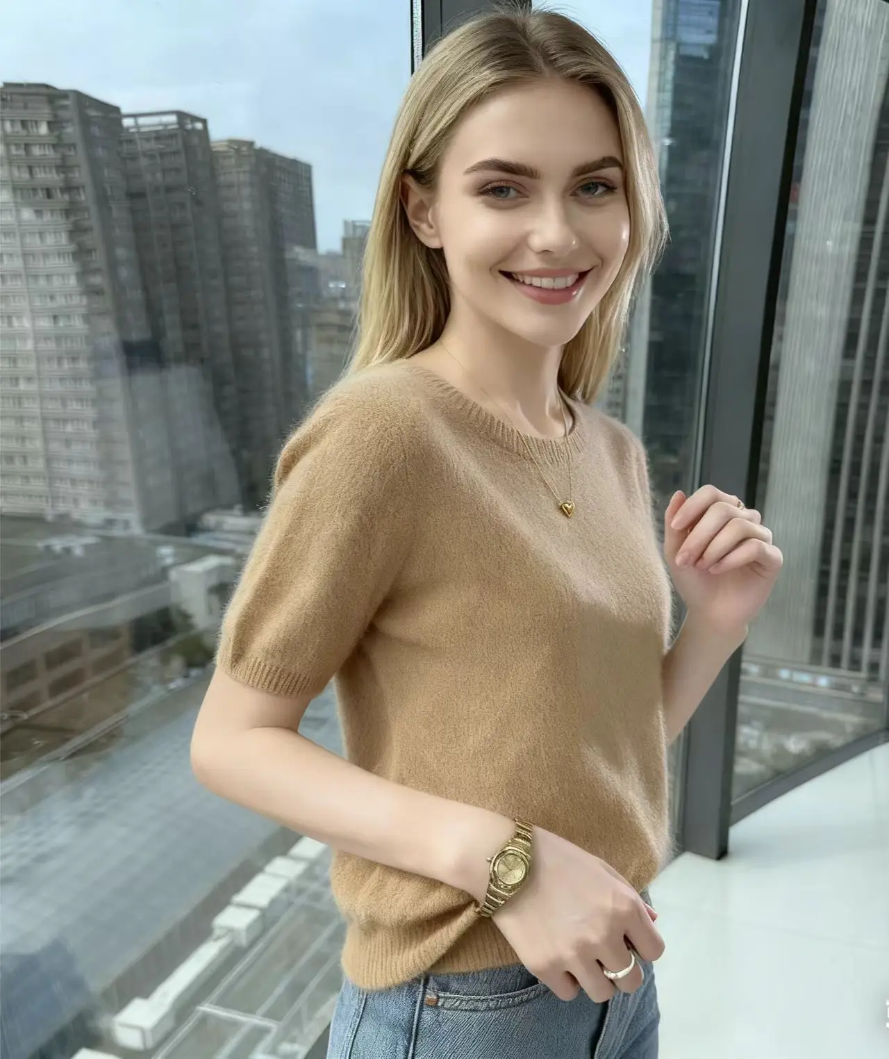 Spring And Autumn 100% mink cashmere Women's Solid Color Round neck Short Sleeve T-shirt Knitted Pullover Fashion Loose top
Spring And Autumn 100% mink cashmere Women's Solid Color Round neck Short Sleeve T-shirt Knitted Pullover Fashion Loose top