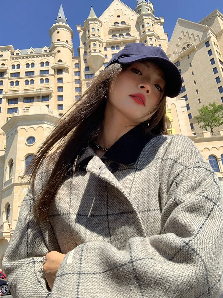 Autumn Winter 2023 Women's Plaid Double-Faced Wool Coat Medium-Length Korean Sle Suit Collar Double-Row Button Long Sve
Autumn Winter 2023 Women's Plaid Double-Faced Wool Coat Medium-Length Korean Sle Suit Collar Double-Row Button Long Sve