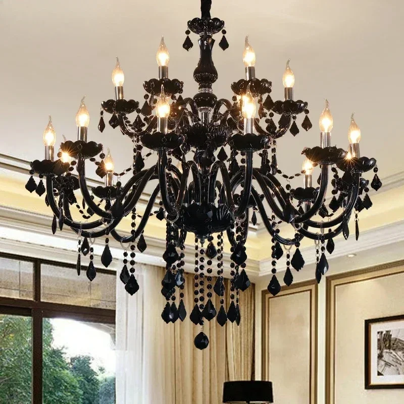 European Style Crystal Pendant Lamp Black Candle Lamp Luxurious Living Room Restaurant Bedroom Villa Chandelier
European Style Crystal Pendant Lamp Black Candle Lamp Luxurious Living Room Restaurant Bedroom Villa Chandelier