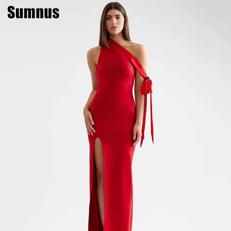 Sumnus Sexy Red Mermaid Prom Dress One Shoulder Sleeveless High Slit Party Dresses Bow Floor Length Formal Gowns 2025 Customized
Sumnus Sexy Red Mermaid Prom Dress One Shoulder Sleeveless High Slit Party Dresses Bow Floor Length Formal Gowns 2025 Customized