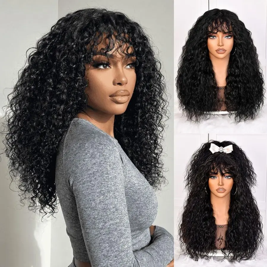 Curly Wig human hair for Black Women 200 Density Long Curly Wig with Bangs 100 Human Hair Black wigs for Daily 22Inch
Curly Wig human hair for Black Women 200 Density Long Curly Wig with Bangs 100 Human Hair Black wigs for Daily 22Inch