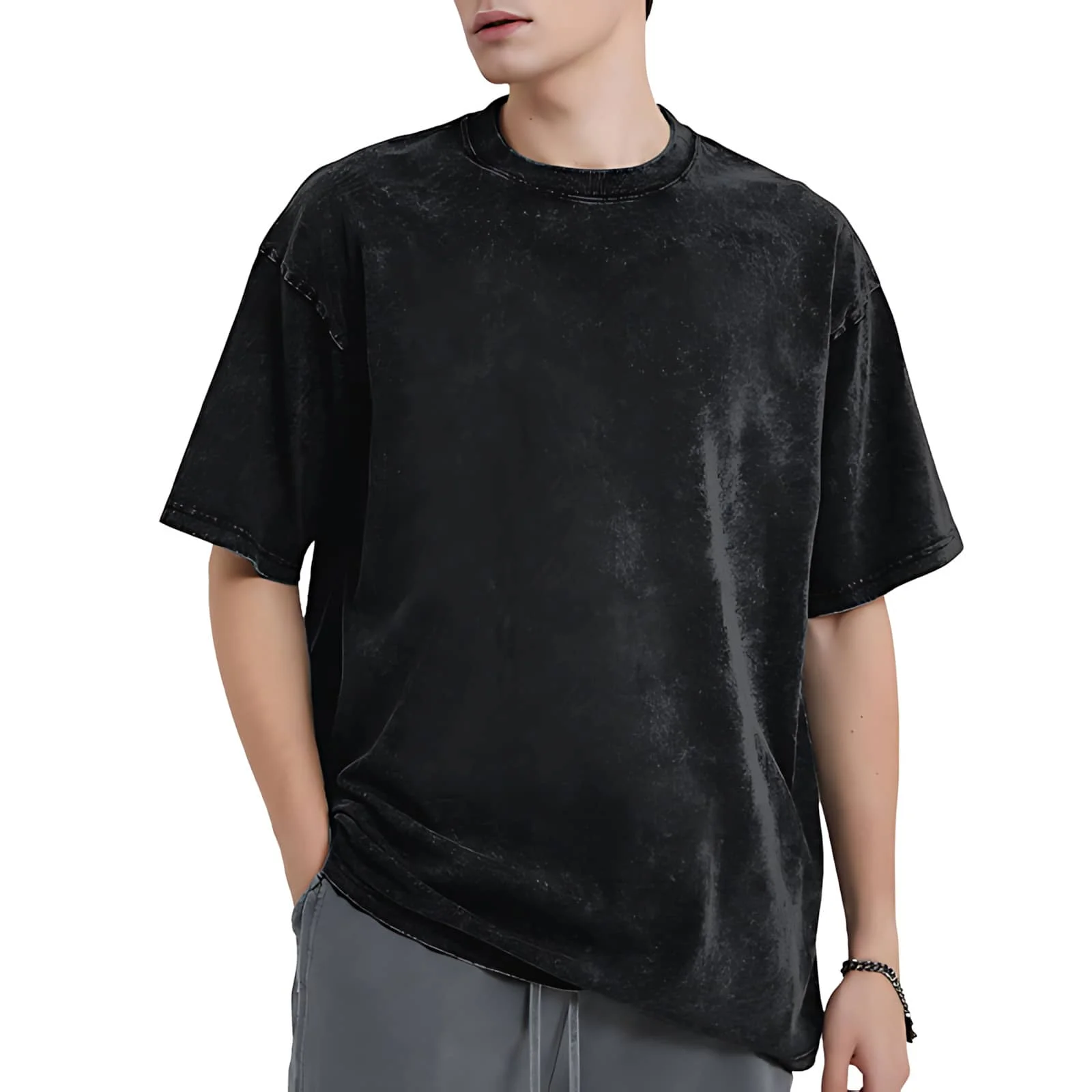 Mens Washed Black Oversized T-Shirt Casual Vintage Streetwear
Mens Washed Black Oversized T-Shirt Casual Vintage Streetwear