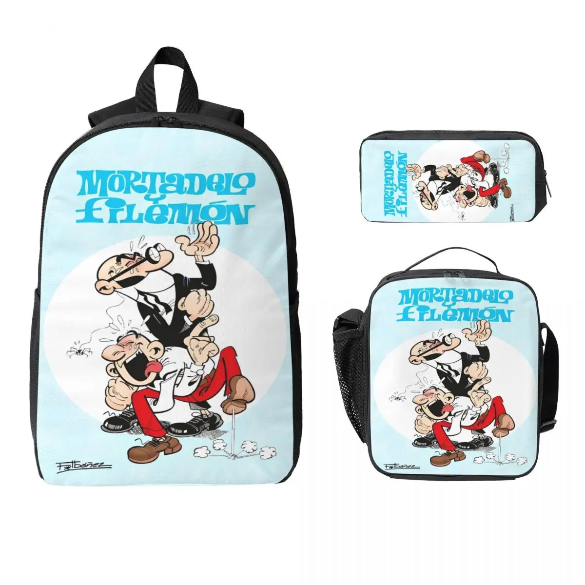 3Pcs Mort & Phil Mortadelo Y Filemn Backpack Set for Boy Girl Pencil Boxes Bookbag Sets with Lunch Box For School Students
3Pcs Mort & Phil Mortadelo Y Filemn Backpack Set for Boy Girl Pencil Boxes Bookbag Sets with Lunch Box For School Students