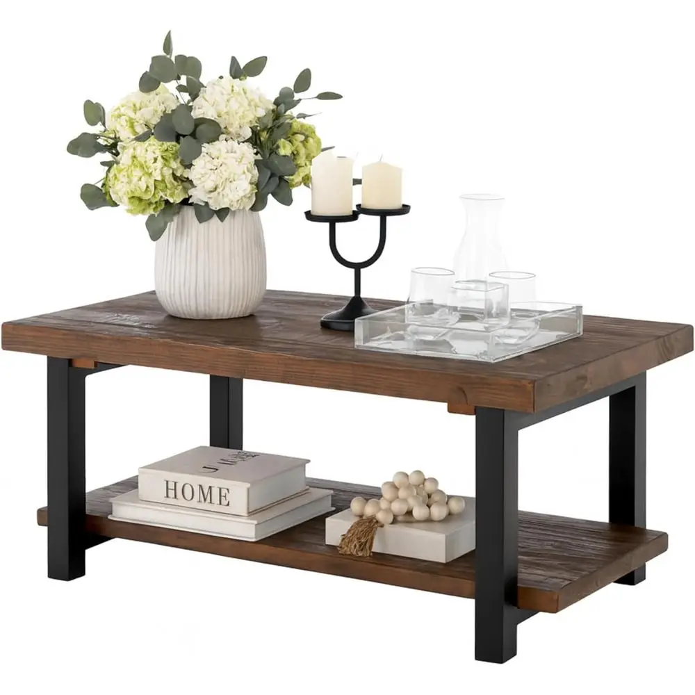 Rustic Coffee Table with Storage Shelf - 42-Inch Industrial Style Metal and Solid Wood Living Room Table - Easy Assembly Home Li
Rustic Coffee Table with Storage Shelf - 42-Inch Industrial Style Metal and Solid Wood Living Room Table - Easy Assembly Home Li