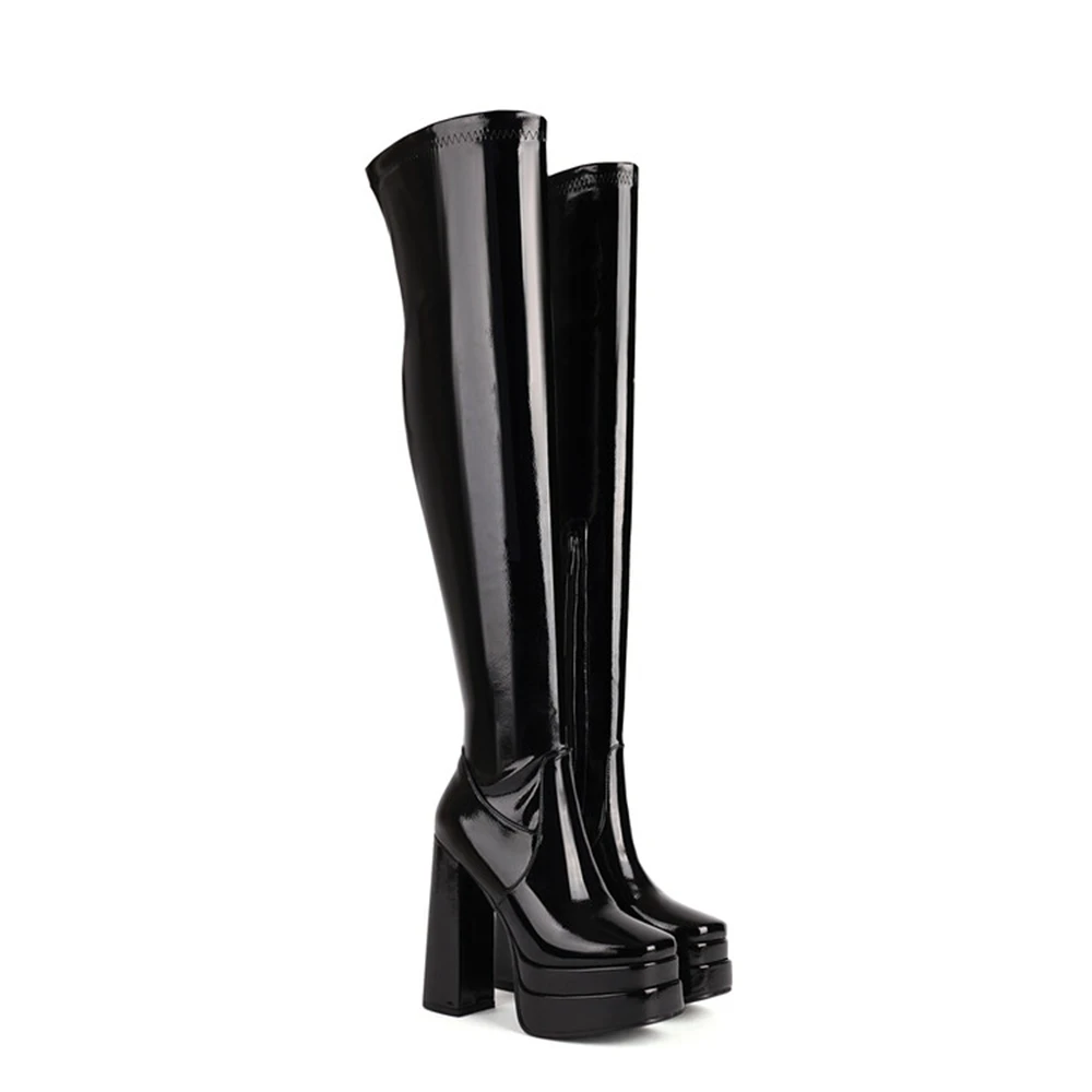 Elegant Shiny Patent Leather Thigh High Boots Ladies Side Zipper Chunky Heel Platform Over Knee Boots Big Size 34 To 48 23-06
Elegant Shiny Patent Leather Thigh High Boots Ladies Side Zipper Chunky Heel Platform Over Knee Boots Big Size 34 To 48 23-06