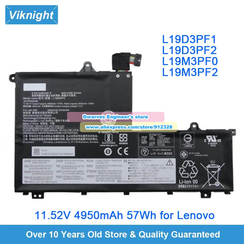 Оригинальный аккумулятор L19M3PF2 11,52 В 4950 мАч 57 Втч для Lenovo L19D3PF1 L19D3PF2 L19M3PF0 литий-полимерный аккумулятор
Оригинальный аккумулятор L19M3PF2 11,52 В 4950 мАч 57 Втч для Lenovo L19D3PF1 L19D3PF2 L19M3PF0 литий-полимерный аккумулятор