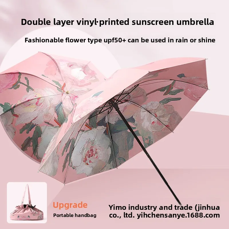 Двусторонний цветочный зонт от солнца, виниловый солнцезащитный зонт, защита от ультрафиолета, женский зонтик, картина маслом, зонт для погоды и дождя
Двусторонний цветочный зонт от солнца, виниловый солнцезащитный зонт, защита от ультрафиолета, женский зонтик, картина маслом, зонт для погоды и дождя