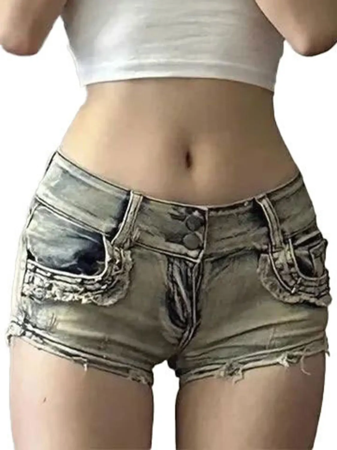 Women's Vintage Washed Low Rise Denim Shorts Double Button Distressed Raw Hem Grunge Shorts
Women's Vintage Washed Low Rise Denim Shorts Double Button Distressed Raw Hem Grunge Shorts