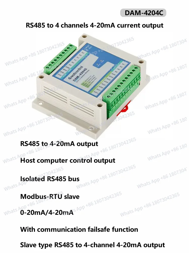 RS485 к 4-канальному выходному току 4–20 мА к аналоговому связыванию Modbus-rtu ведомый протокол ao модуль вывода
RS485 к 4-канальному выходному току 4–20 мА к аналоговому связыванию Modbus-rtu ведомый протокол ao модуль вывода