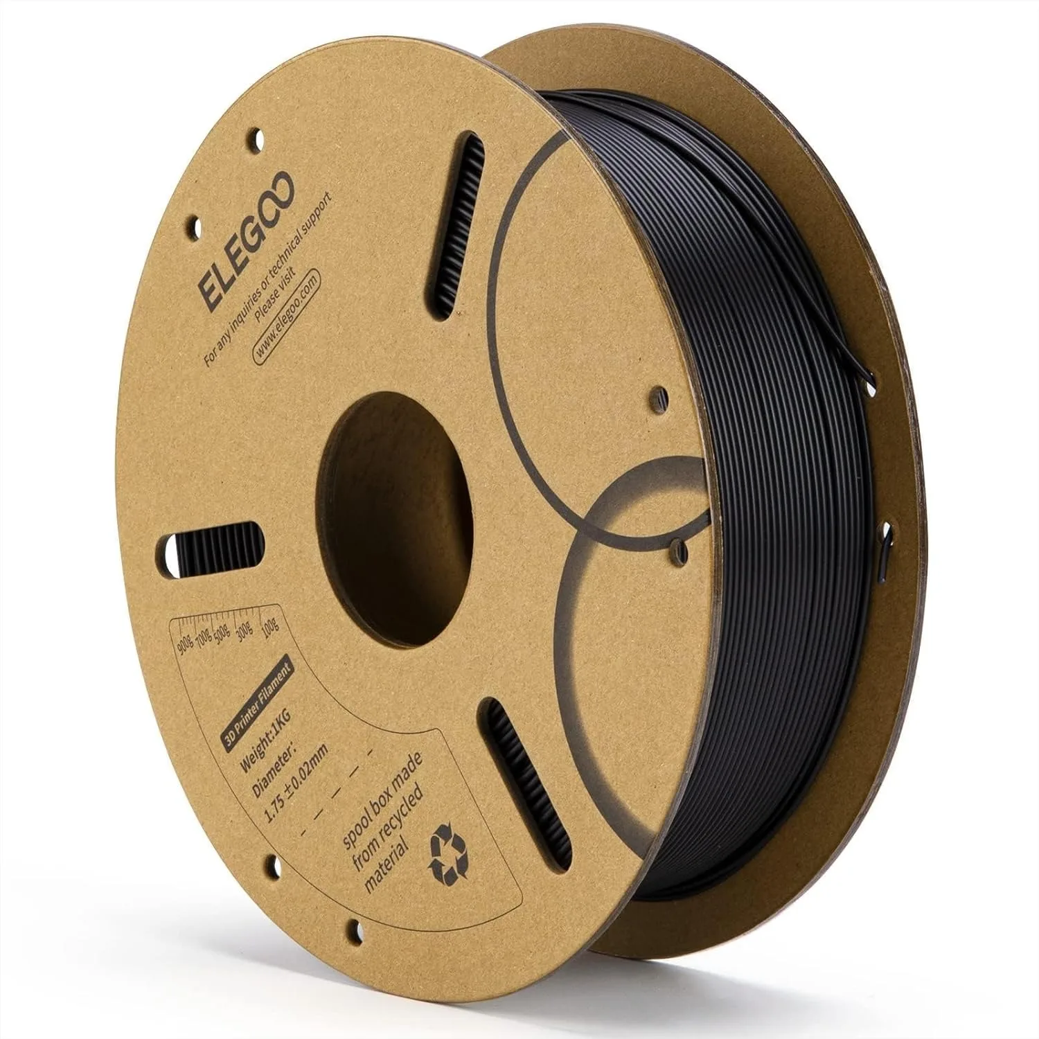 PLA Filament 1.75mm Black 1KG, Dimensional Accuracy +/- 0.02mm, 1kg Cardboard Spool (2.2lbs) for FDM 3D Printers
PLA Filament 1.75mm Black 1KG, Dimensional Accuracy +/- 0.02mm, 1kg Cardboard Spool (2.2lbs) for FDM 3D Printers