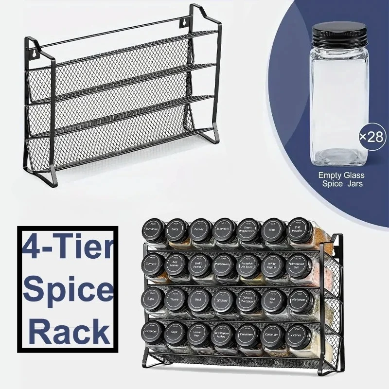 New Style Storage Shelf Spice Jars Organizer Multi-Tiered Countertop Seasoning Rack Non-slip for Kitchen Storage Bottles Racks