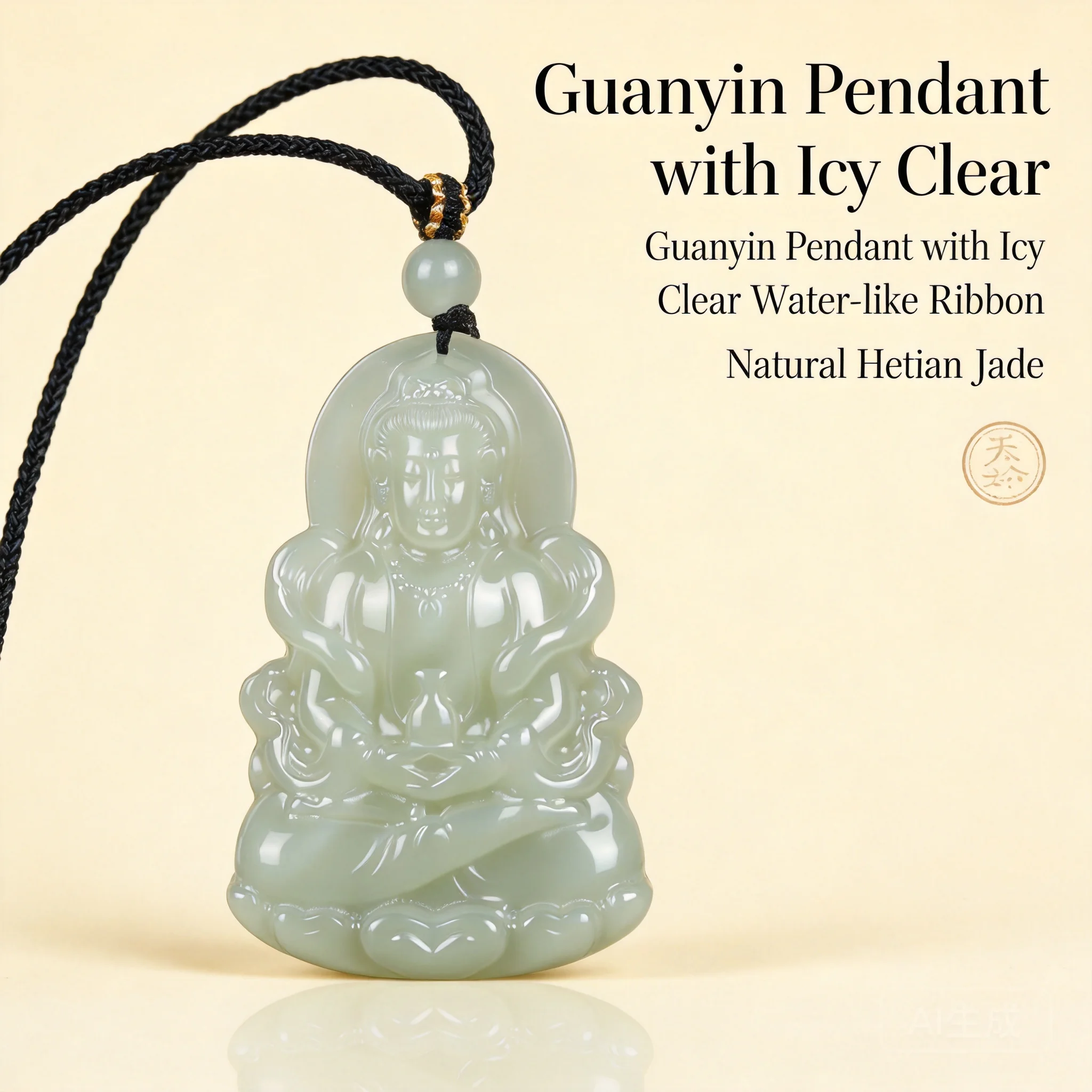 Natural Hetian Jade Ribbon Guanyin Pendant Chinese Style Lucky Blessing Fortune Amulet Unisex Carved Jade Necklace Jewelry
Natural Hetian Jade Ribbon Guanyin Pendant Chinese Style Lucky Blessing Fortune Amulet Unisex Carved Jade Necklace Jewelry