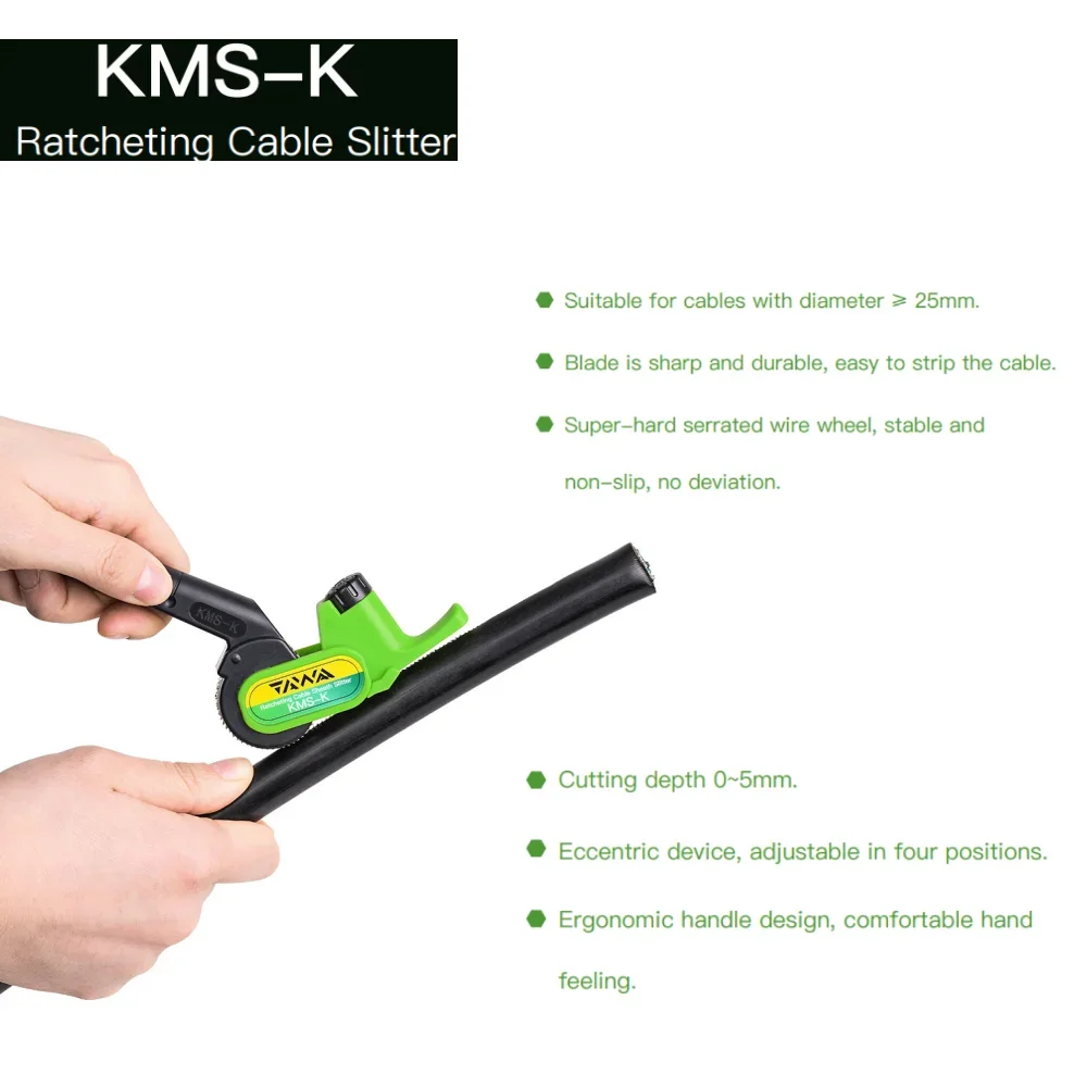 Optical Fiber Tool Longitudinal Stripping KMS-K Double-Sided Knife Ratcheting Cable Slitter
Optical Fiber Tool Longitudinal Stripping KMS-K Double-Sided Knife Ratcheting Cable Slitter