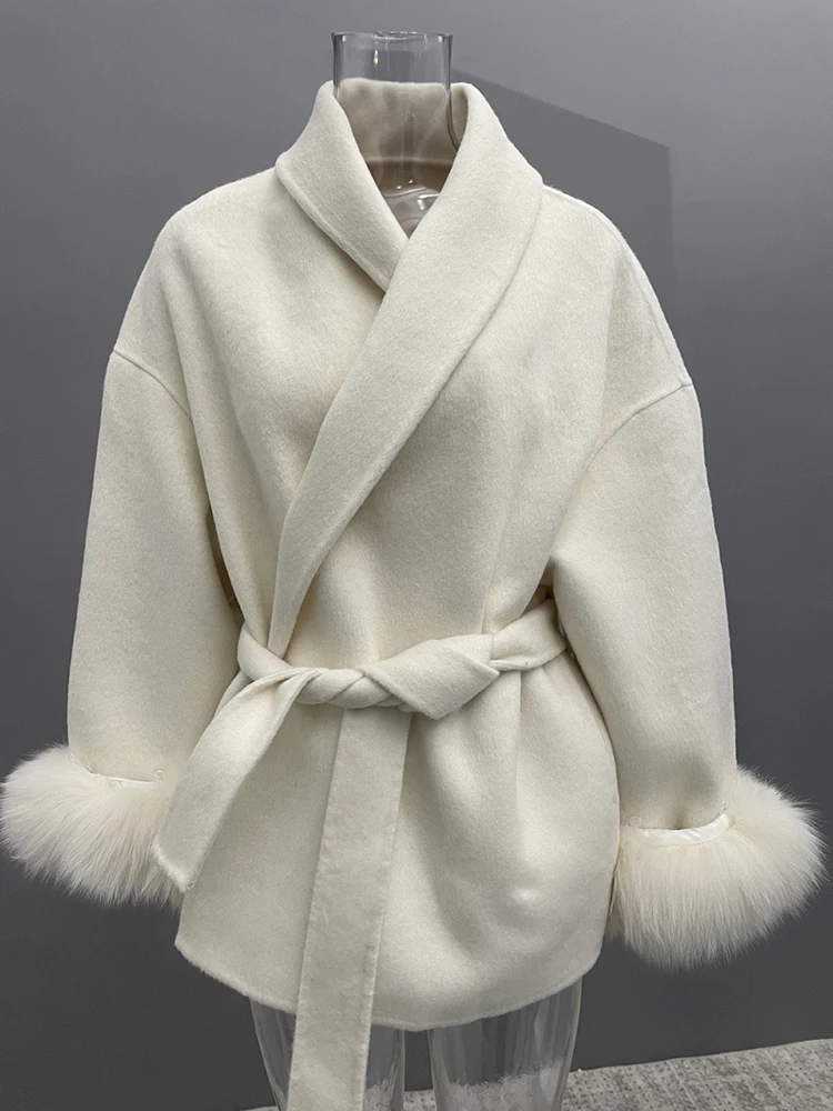 UCXQ Elegant OL Office Lady Overcoats Fur Patchwork Long Sleeve Woolen Coat Beautiful Women's Clothing Jacket Autumn 2025 Winter 60 Sab1ea00cff634fd884812cc9798000abT