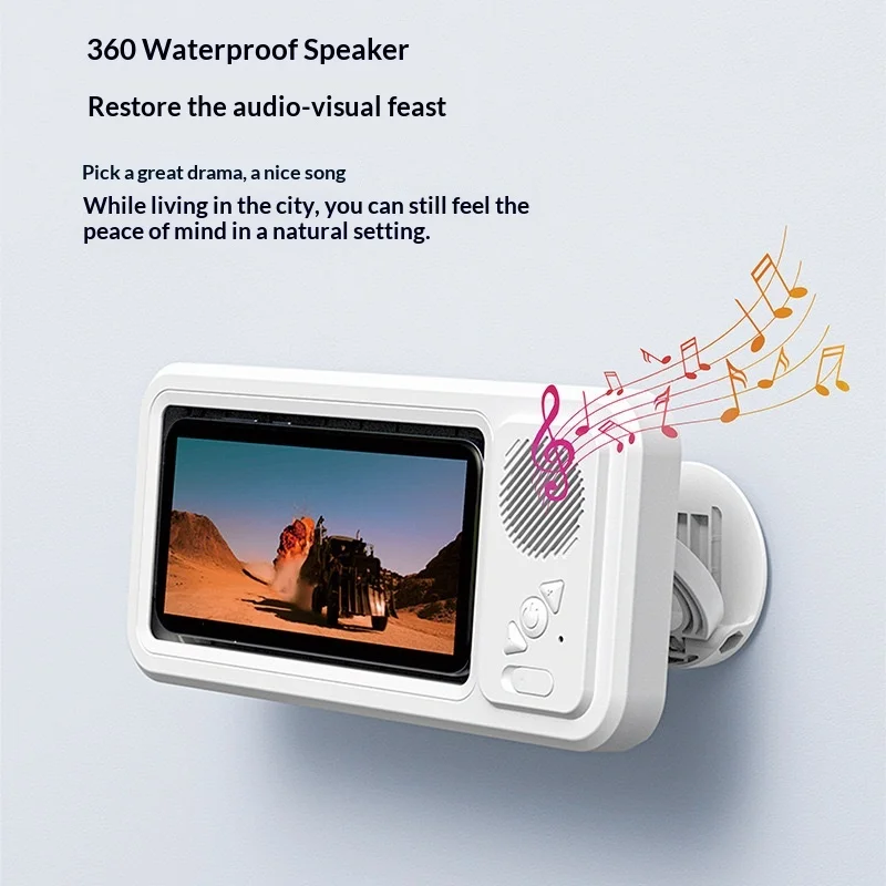 Shower Phone Holder with Bluetooth Speaker 360 Rotation Wall Phone Mount for Shower Waterproof Anti Fog for 4-6.9" Phones
Shower Phone Holder with Bluetooth Speaker 360 Rotation Wall Phone Mount for Shower Waterproof Anti Fog for 4-6.9" Phones