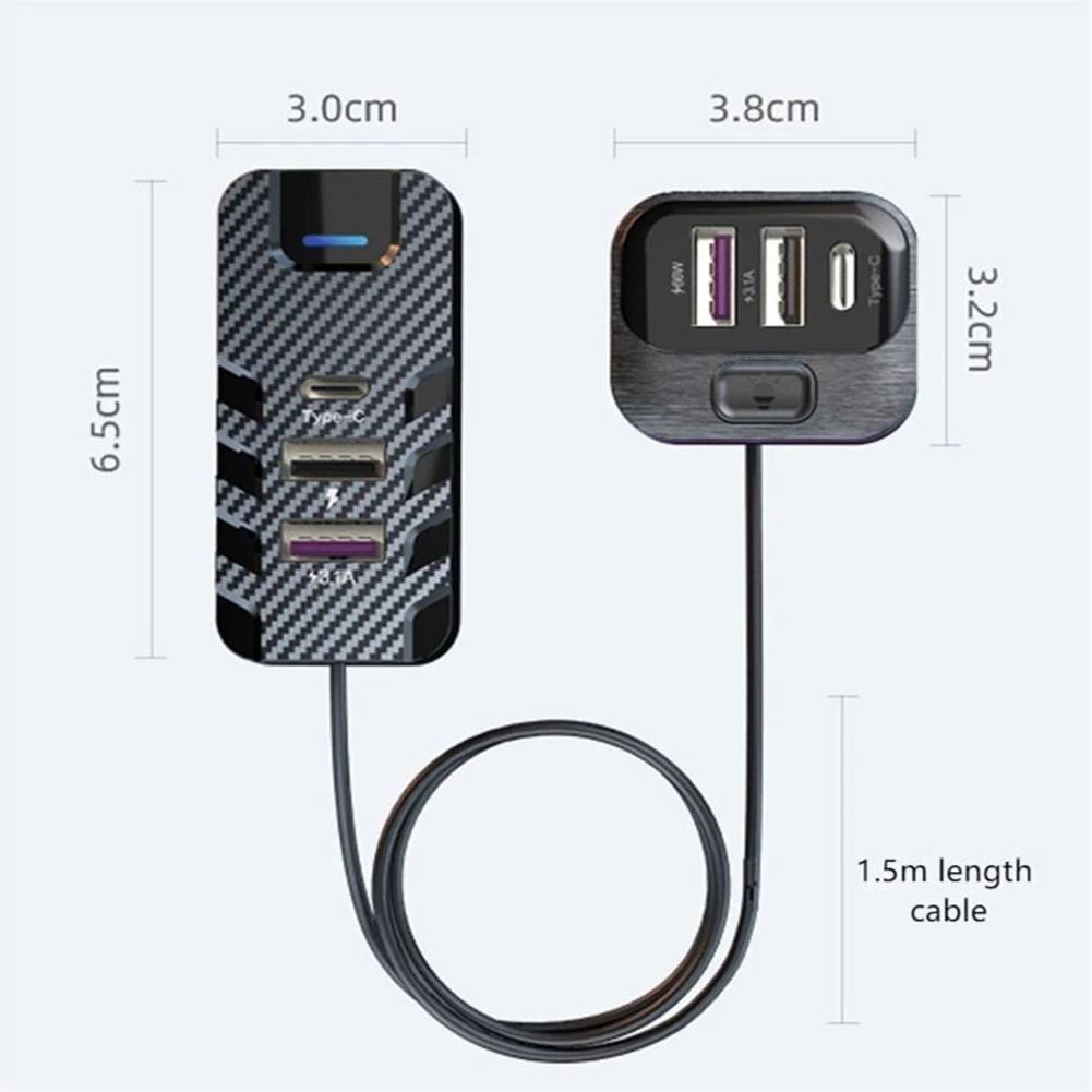 66W USB-C PD 6-Port Car Charger Supporting For QC3.0 for Simultaneous Fast Charging of Phones Tablets Dashcams
66W USB-C PD 6-Port Car Charger Supporting For QC3.0 for Simultaneous Fast Charging of Phones Tablets Dashcams