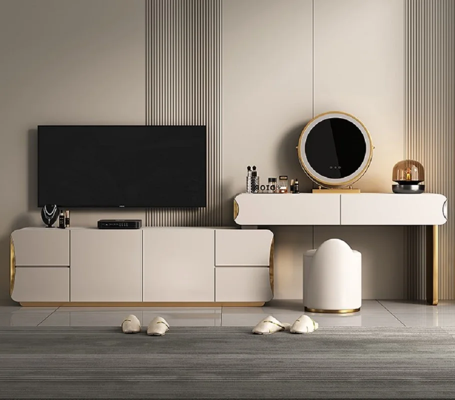 Luxury bedroom dressing table, TV cabinet, one piece, expandable high-end atmospheric makeup table
Luxury bedroom dressing table, TV cabinet, one piece, expandable high-end atmospheric makeup table
