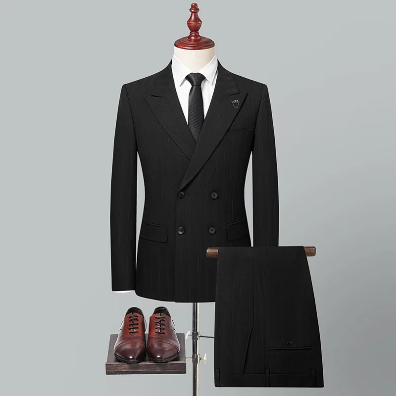 KIDWHXR Suit Set Men Striped Double-breasted Turn Down Collar Blazer Man Straight-leg Pant Male Businees Casual 2-piece Outfit
KIDWHXR Suit Set Men Striped Double-breasted Turn Down Collar Blazer Man Straight-leg Pant Male Businees Casual 2-piece Outfit