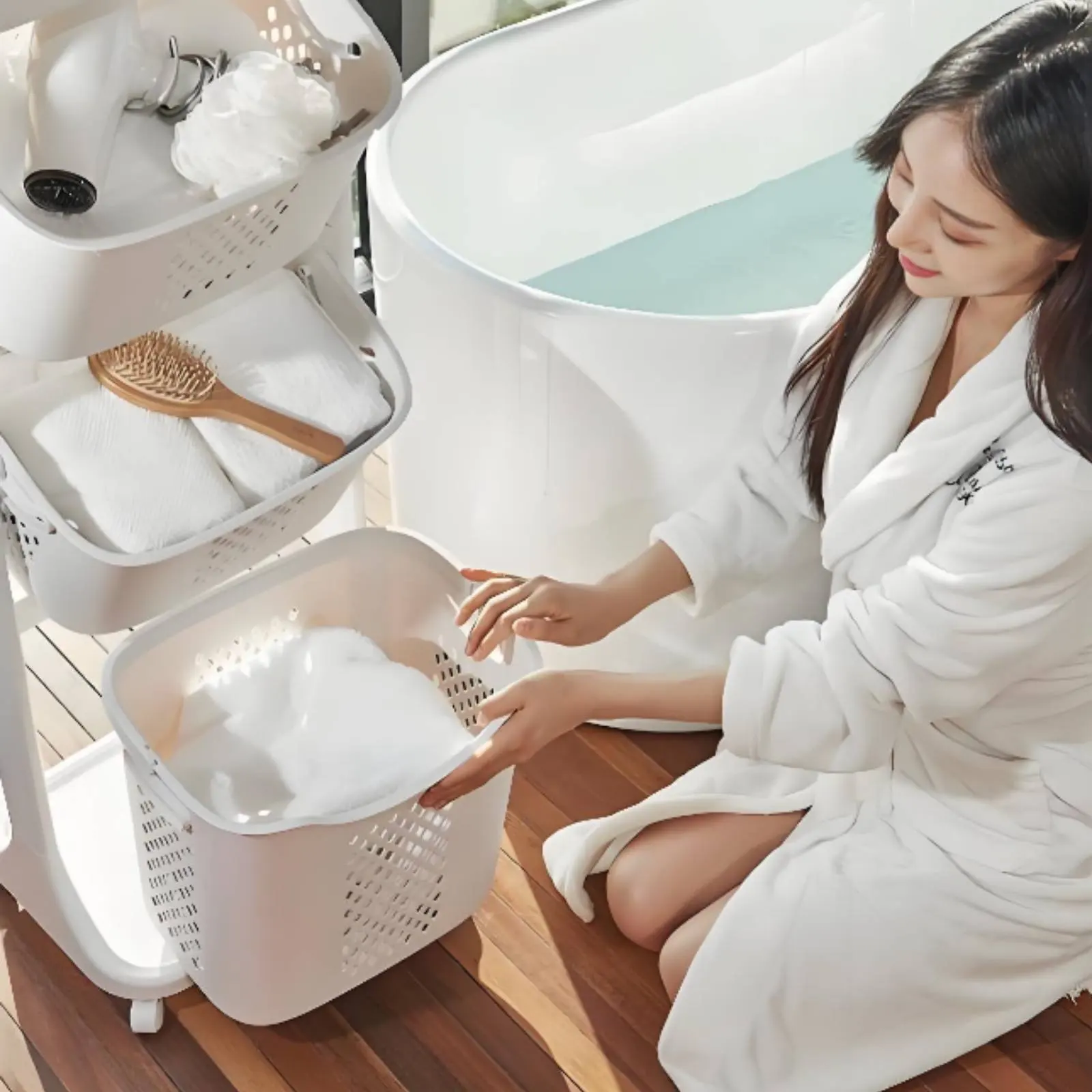 Multi-Tier Laundry Hamper Easy to Move Rolling Laundry Hamper Bathroom Storage Sturdy Breathable
Multi-Tier Laundry Hamper Easy to Move Rolling Laundry Hamper Bathroom Storage Sturdy Breathable