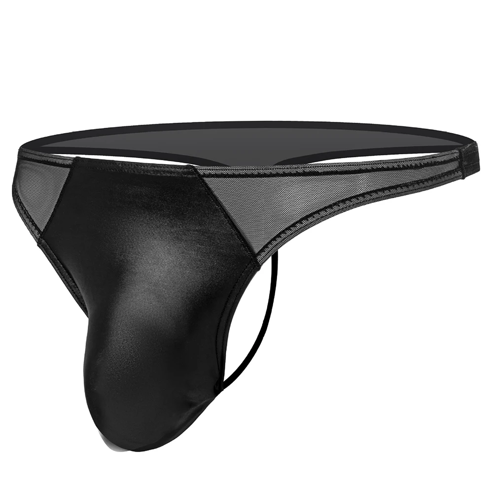 Lingerie Men Thong Transparent Underwear Elasticity Patent Leather Splicing Mesh String T-Back G String Knicker 
Lingerie Men Thong Transparent Underwear Elasticity Patent Leather Splicing Mesh String T-Back G String Knicker