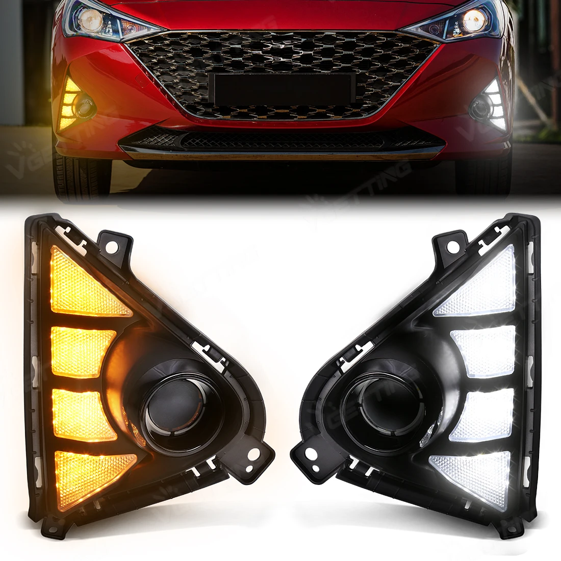 For Hyundai Accent 2021 2022 2023 LED Daytime Running Lights DRL Turn Signal Fog Lamps White Yellow Front Bumper Daylights 12V
For Hyundai Accent 2021 2022 2023 LED Daytime Running Lights DRL Turn Signal Fog Lamps White Yellow Front Bumper Daylights 12V