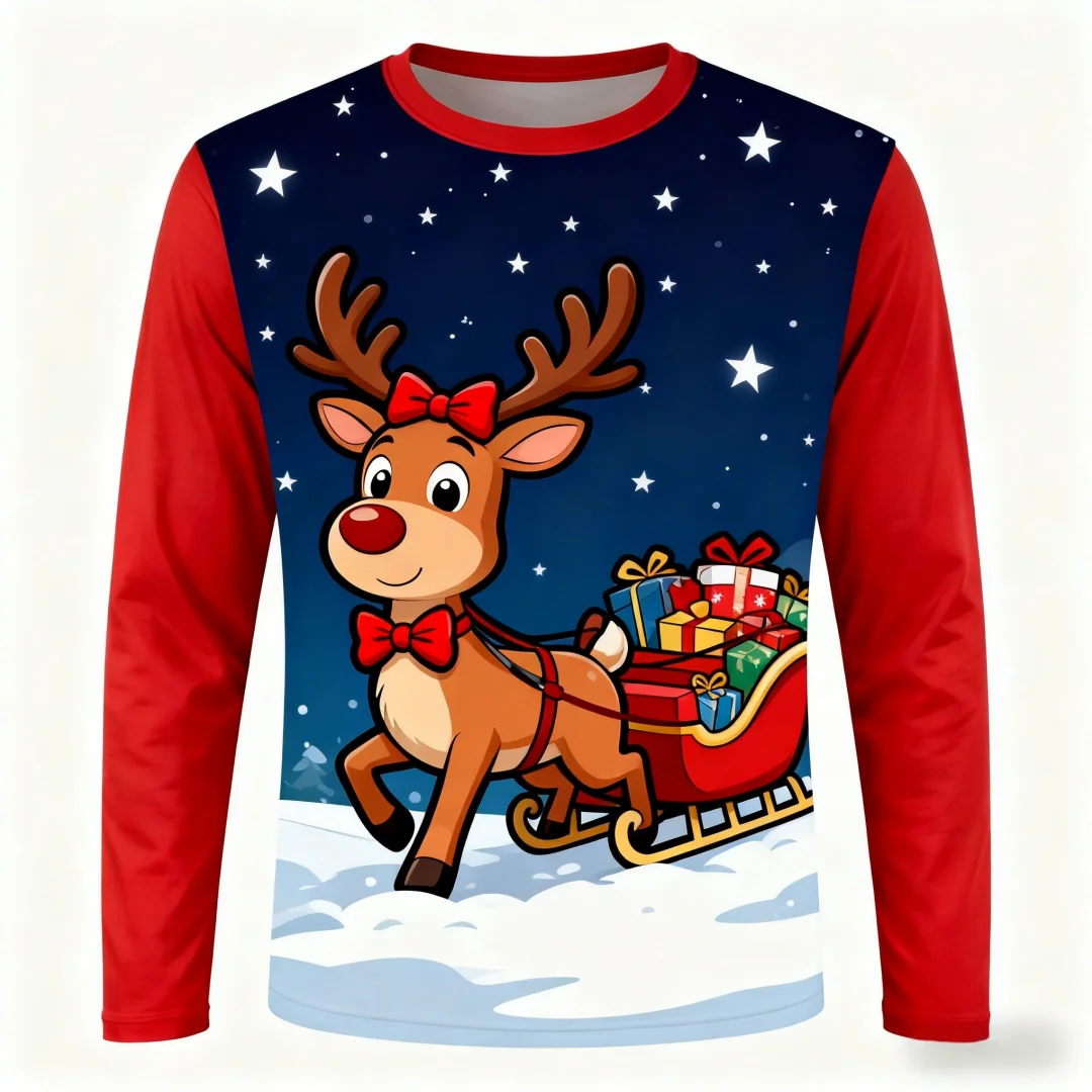 Christmas Reindeer Graphic T Shirt For Men 3D Printed Men's Long Sleeve Tee Tops Casual Fit O-Neck T-shirt Street Men's Clothing
Christmas Reindeer Graphic T Shirt For Men 3D Printed Men's Long Sleeve Tee Tops Casual Fit O-Neck T-shirt Street Men's Clothing