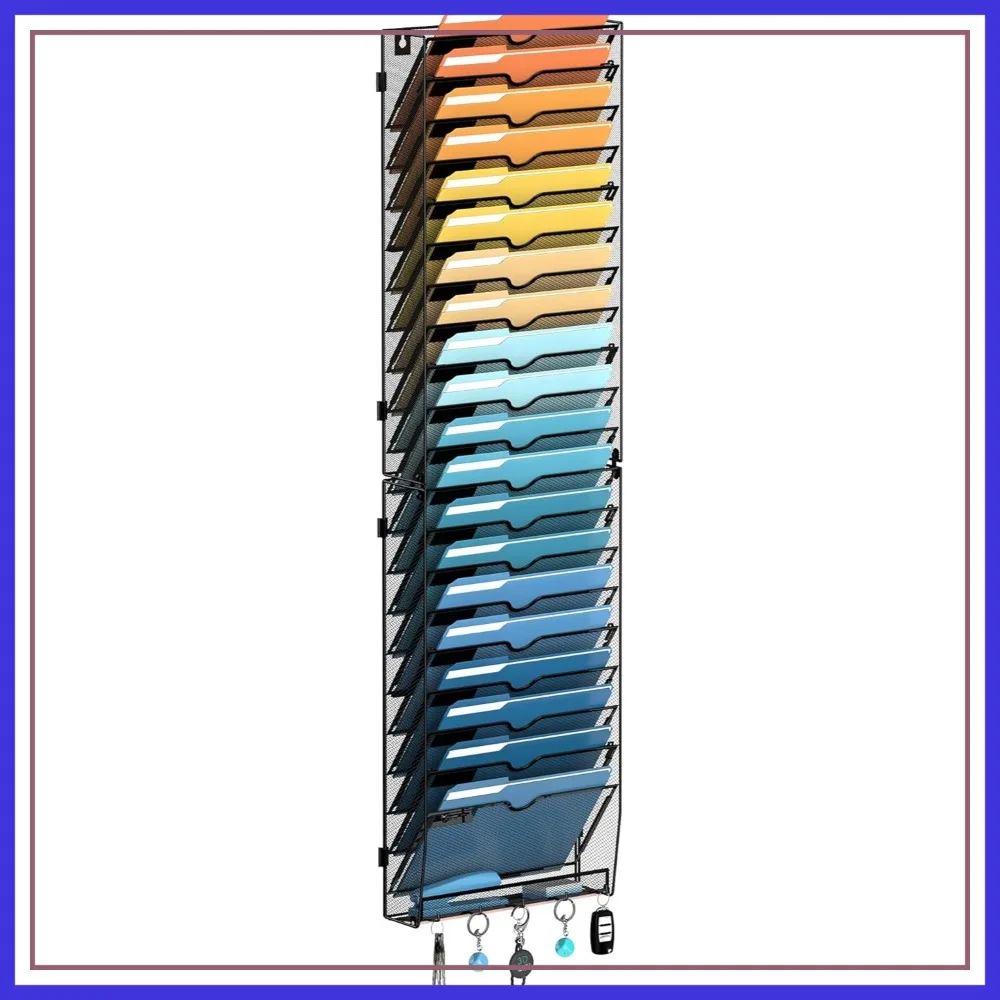 21-Tier Wall File Organizer with Hooks, Mesh Hanging File Holder for Papers, Folders, Office Magazine Rack, Black
21-Tier Wall File Organizer with Hooks, Mesh Hanging File Holder for Papers, Folders, Office Magazine Rack, Black
