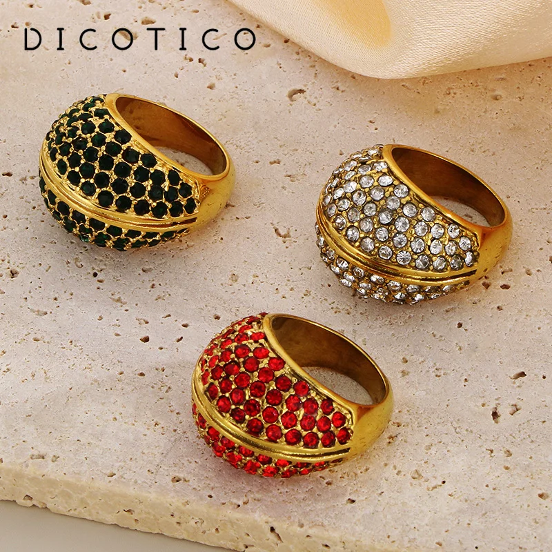 Stainless Steel Rings for Women Luxury Rhinestone Chunky Finger Ring Wedding Bands Gold Color Jewelry Wholesale
Stainless Steel Rings for Women Luxury Rhinestone Chunky Finger Ring Wedding Bands Gold Color Jewelry Wholesale