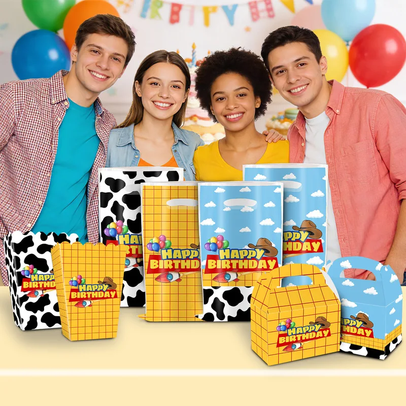 Toy Story Themed Party Supplies Printed Candy Bags Snack Boxes For Birthday Party Event Cow Plaid Pattern Favor Gift Containers
Toy Story Themed Party Supplies Printed Candy Bags Snack Boxes For Birthday Party Event Cow Plaid Pattern Favor Gift Containers