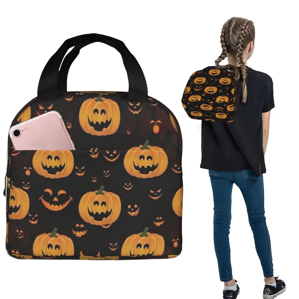 Halloween Pumpkin Moon Stars Insulated Lunch Bag for Women Kids Portable Food Boxes Thermal Lunch Box Tote
Halloween Pumpkin Moon Stars Insulated Lunch Bag for Women Kids Portable Food Boxes Thermal Lunch Box Tote