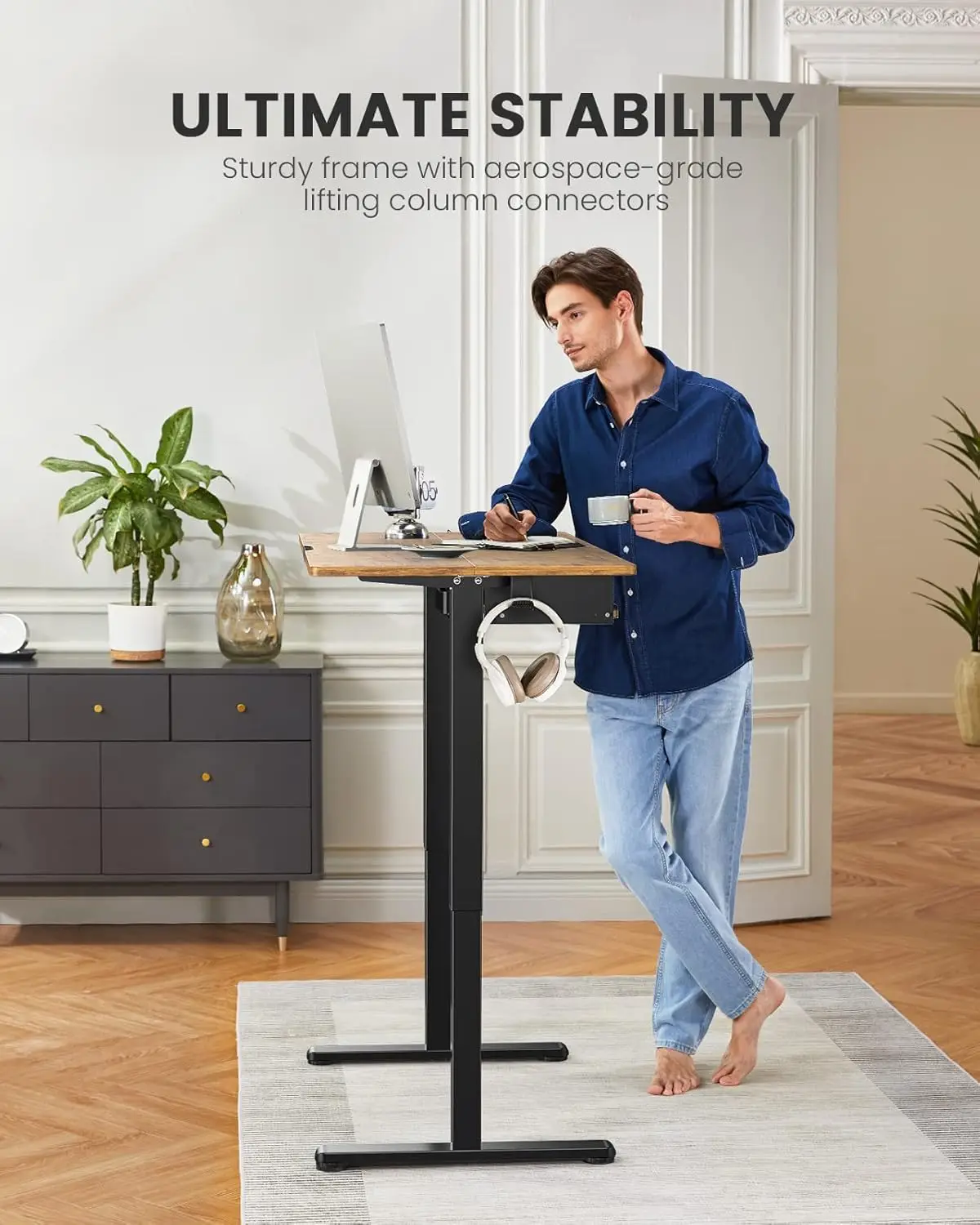 Adjustable Sit-Stand Desk with Full Keyboard Tray, 48x24in Home Office Workstation, Vintage Brown
Adjustable Sit-Stand Desk with Full Keyboard Tray, 48x24in Home Office Workstation, Vintage Brown
