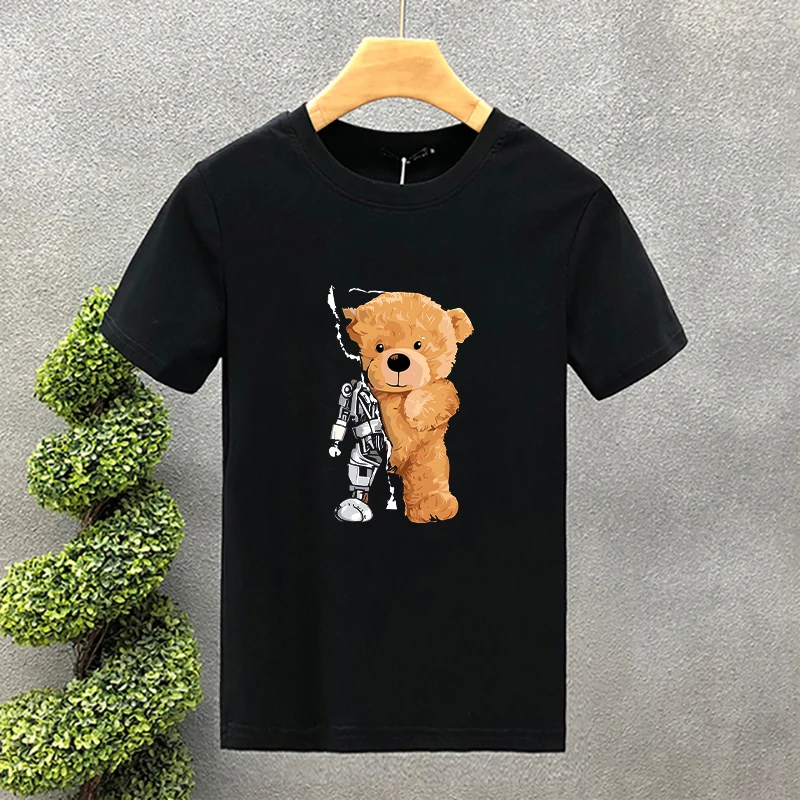 Summer Men's Casual Short Sleeve T-shirt Robot Bear Print Man Design Tees Vintage Trendy High Quality Cotton Tops for Male
Summer Men's Casual Short Sleeve T-shirt Robot Bear Print Man Design Tees Vintage Trendy High Quality Cotton Tops for Male