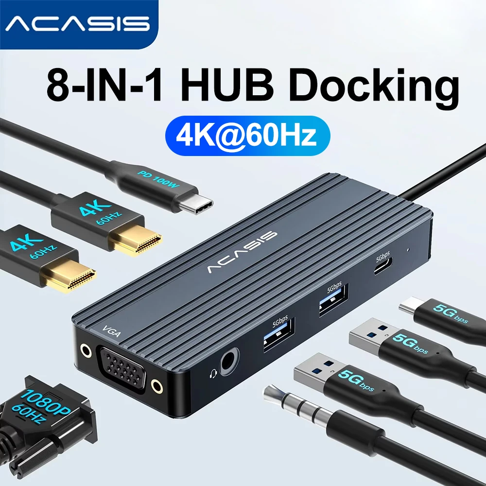 Док-станция-концентратор Acasis 8 в 1 USB-C, 8 портов Type-C HUB USB 3.0 HDMI 4K 60 Гц PD 100 Вт для концентратора ноутбука, высокоскоростная передача данных
Док-станция-концентратор Acasis 8 в 1 USB-C, 8 портов Type-C HUB USB 3.0 HDMI 4K 60 Гц PD 100 Вт для концентратора ноутбука, высокоскоростная передача данных