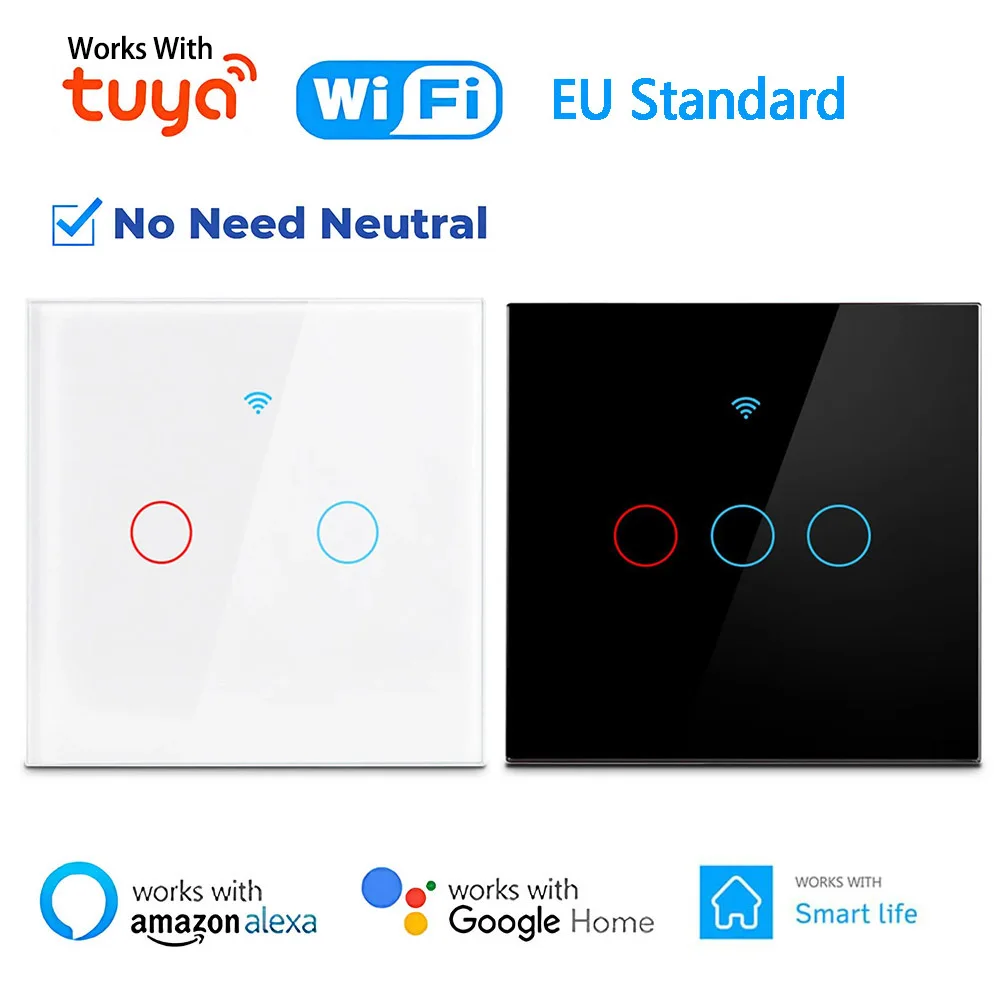 WiFi Touch Sensor Smart Light Switch Works With Smart Life App Remote Control No Neutral Wire 110V220V For Alexa Google Home