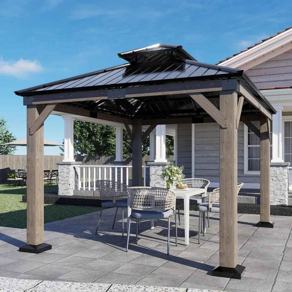 10'x12 'outdoor hardtop pavilion, cedar double top permanent pavilion, made of galvanized steel material
10'x12 'outdoor hardtop pavilion, cedar double top permanent pavilion, made of galvanized steel material