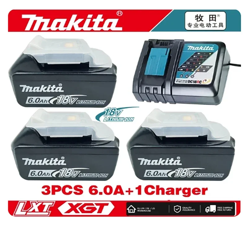 New Makita BL1830 Battery 18V 6000mAh Replacement Battery ,For BL1840 BL1850 BL1860 Tool Rechargable Battery With 6A Charger
New Makita BL1830 Battery 18V 6000mAh Replacement Battery ,For BL1840 BL1850 BL1860 Tool Rechargable Battery With 6A Charger