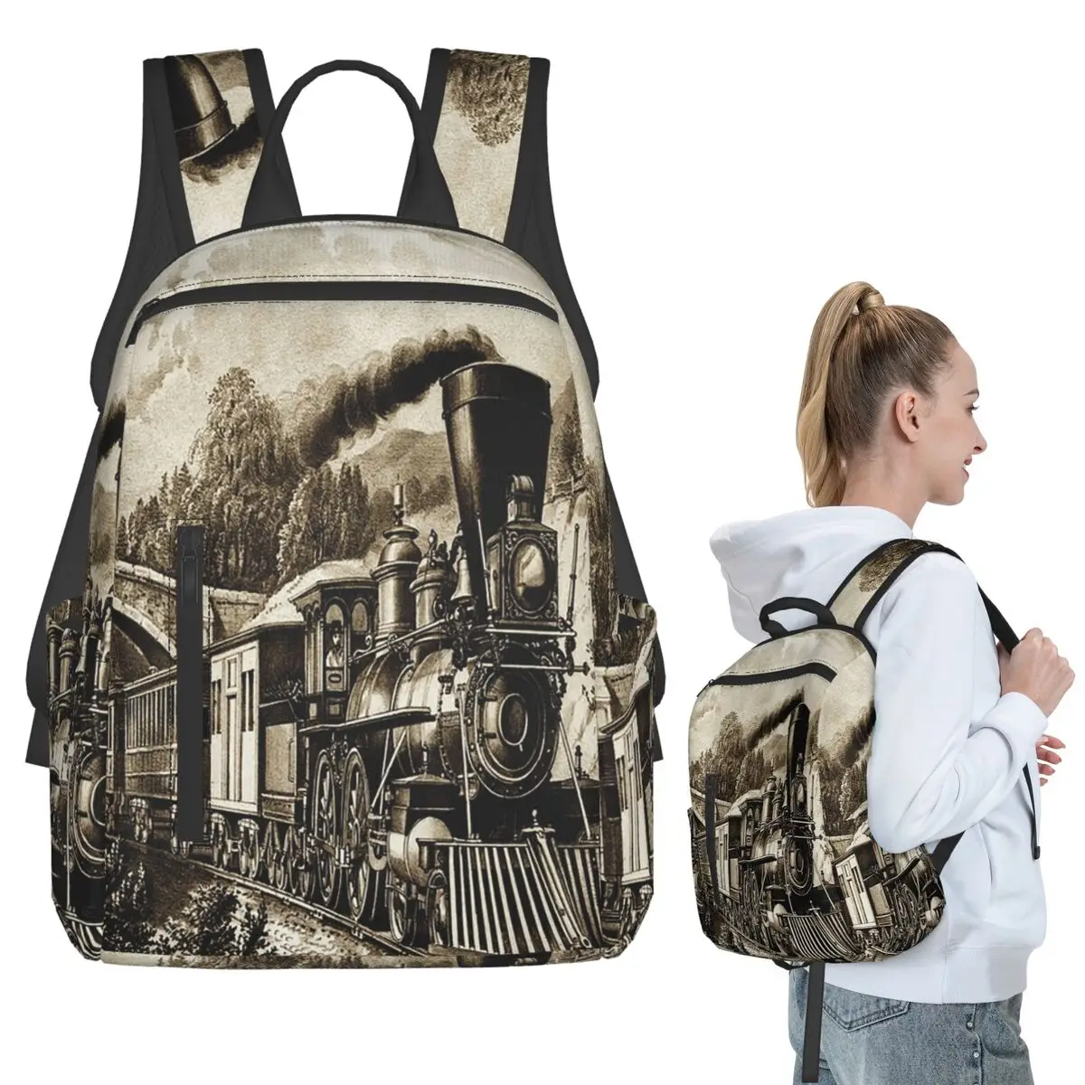 Vintage Steam Train Sepia Sketch Art Backpack Student BookBag Children School Bag Laptop Shoulder Bags Boys Girls
Vintage Steam Train Sepia Sketch Art Backpack Student BookBag Children School Bag Laptop Shoulder Bags Boys Girls