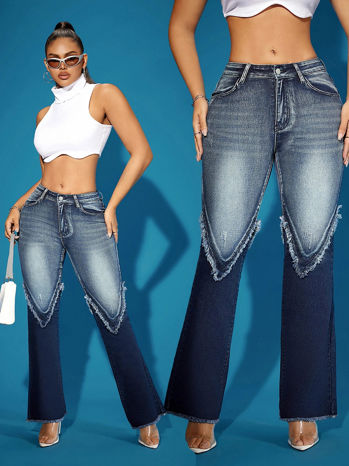 2025 women's denim patchwork washed worn-out hem retro high waisted seasonal casual streetwear hot selling
2025 women's denim patchwork washed worn-out hem retro high waisted seasonal casual streetwear hot selling