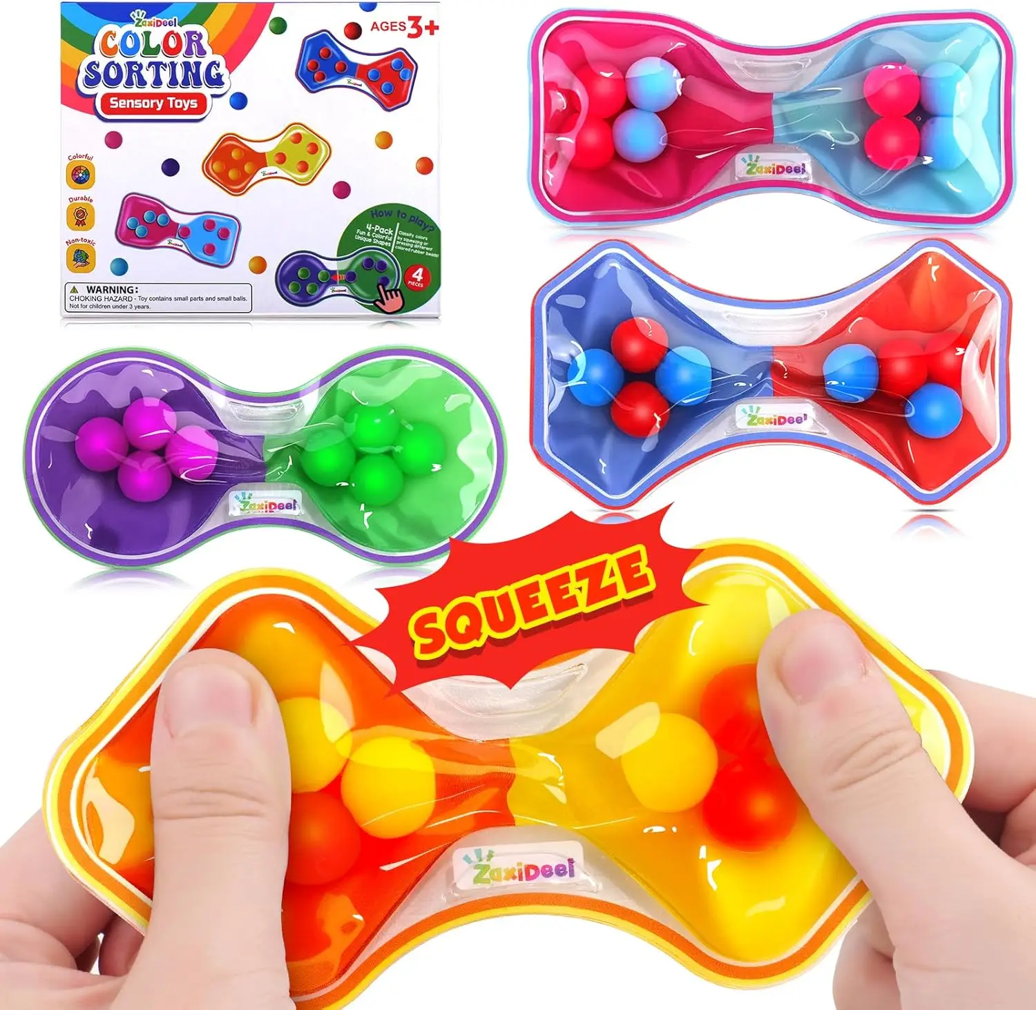4-Pack Color Sorting Sensory Fidget Toys for Kids Autism, Squeeze Calming Toys for Classroom
4-Pack Color Sorting Sensory Fidget Toys for Kids Autism, Squeeze Calming Toys for Classroom