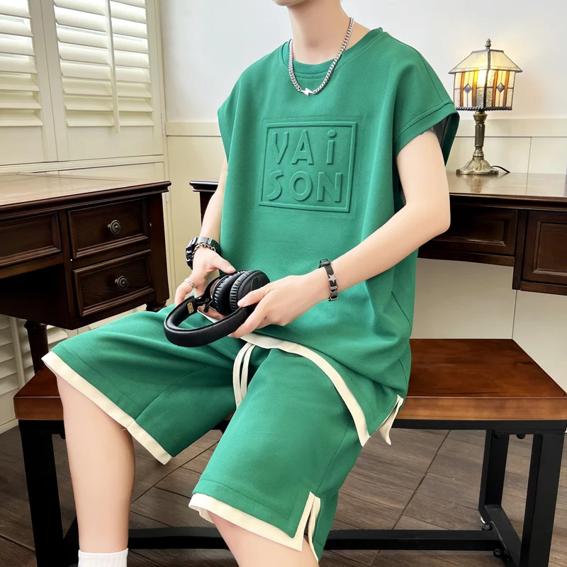 Fashion Summer Men's Sets Loose Sleeveless And Shorts Youth Tops Vest + Knee-Length Pants 2 Piece Tracksuit Sports Tees & Jogger
Fashion Summer Men's Sets Loose Sleeveless And Shorts Youth Tops Vest + Knee-Length Pants 2 Piece Tracksuit Sports Tees & Jogger