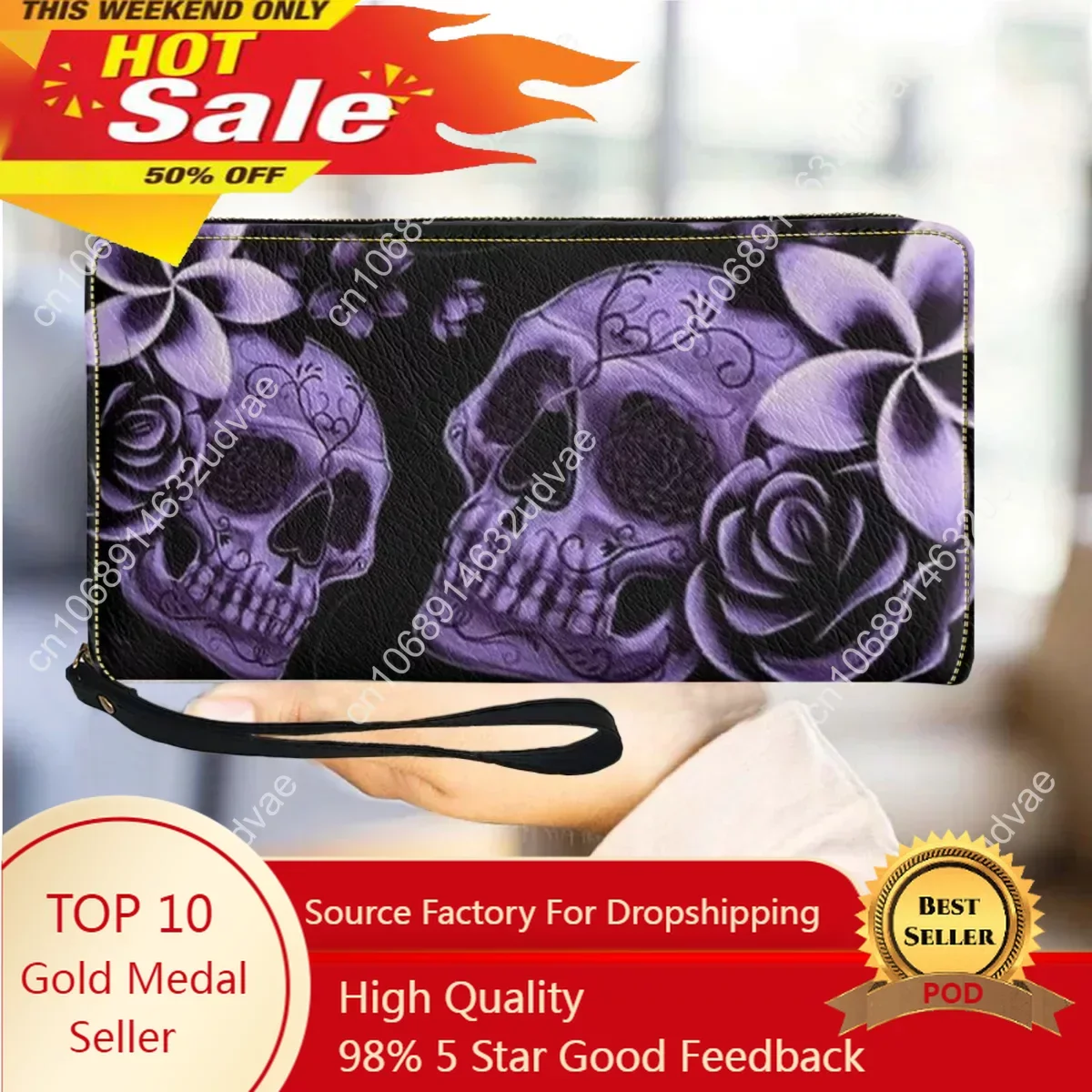 Purple Skull Floral Design Pattern Women's Wallets Casual Travel Ladies Purse Zipper Slim Multifunction Girls Money Storage Bags
Purple Skull Floral Design Pattern Women's Wallets Casual Travel Ladies Purse Zipper Slim Multifunction Girls Money Storage Bags