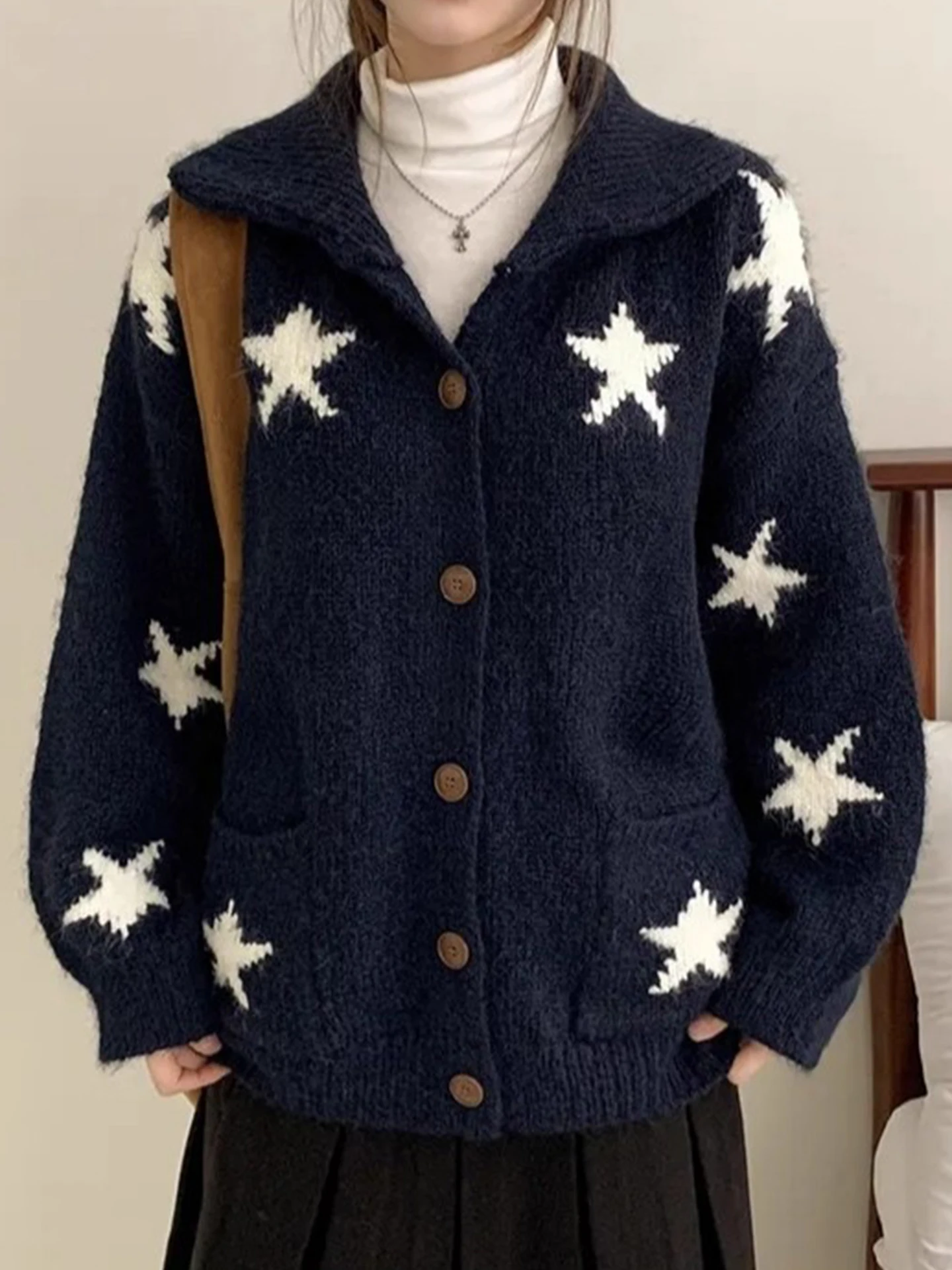 Adorable Anti-Aging Star Print Double ket Knit Sweater Jaet Women's Autumn Winter Vintage Loose Soft Nurturing Top
Adorable Anti-Aging Star Print Double ket Knit Sweater Jaet Women's Autumn Winter Vintage Loose Soft Nurturing Top