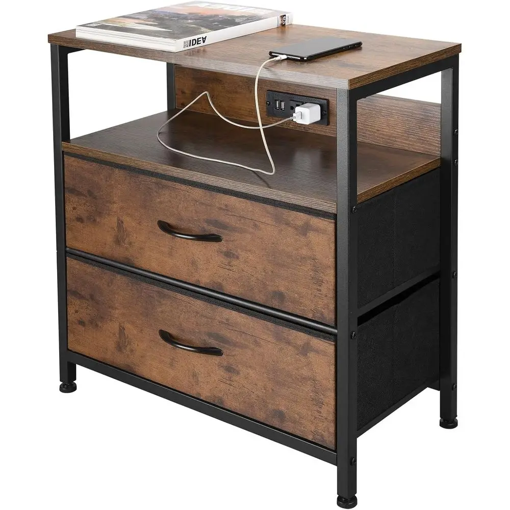 Rustic Nightstand with Charging Station, USB Ports, and Storage for Living Room or Bedroom in Brown
Rustic Nightstand with Charging Station, USB Ports, and Storage for Living Room or Bedroom in Brown