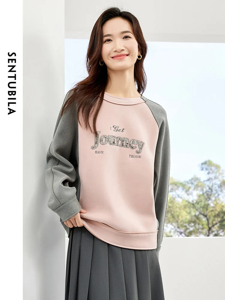 SENTUBILA Simple Contrast Letter Sweatshirt Fashion Embroidery O-neck Sweatshirts 2024 Spring Sporty Casual Loose Top 134A52161
SENTUBILA Simple Contrast Letter Sweatshirt Fashion Embroidery O-neck Sweatshirts 2024 Spring Sporty Casual Loose Top 134A52161