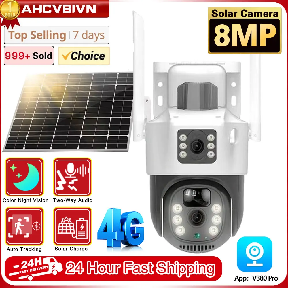Dual Lens 4G Sim Card Camera Solar Panel Outdoor Low Powered Cam Color Night Vision PIR Alarm 2 Way Audio Solar CCTV Wifi Camera
Dual Lens 4G Sim Card Camera Solar Panel Outdoor Low Powered Cam Color Night Vision PIR Alarm 2 Way Audio Solar CCTV Wifi Camera