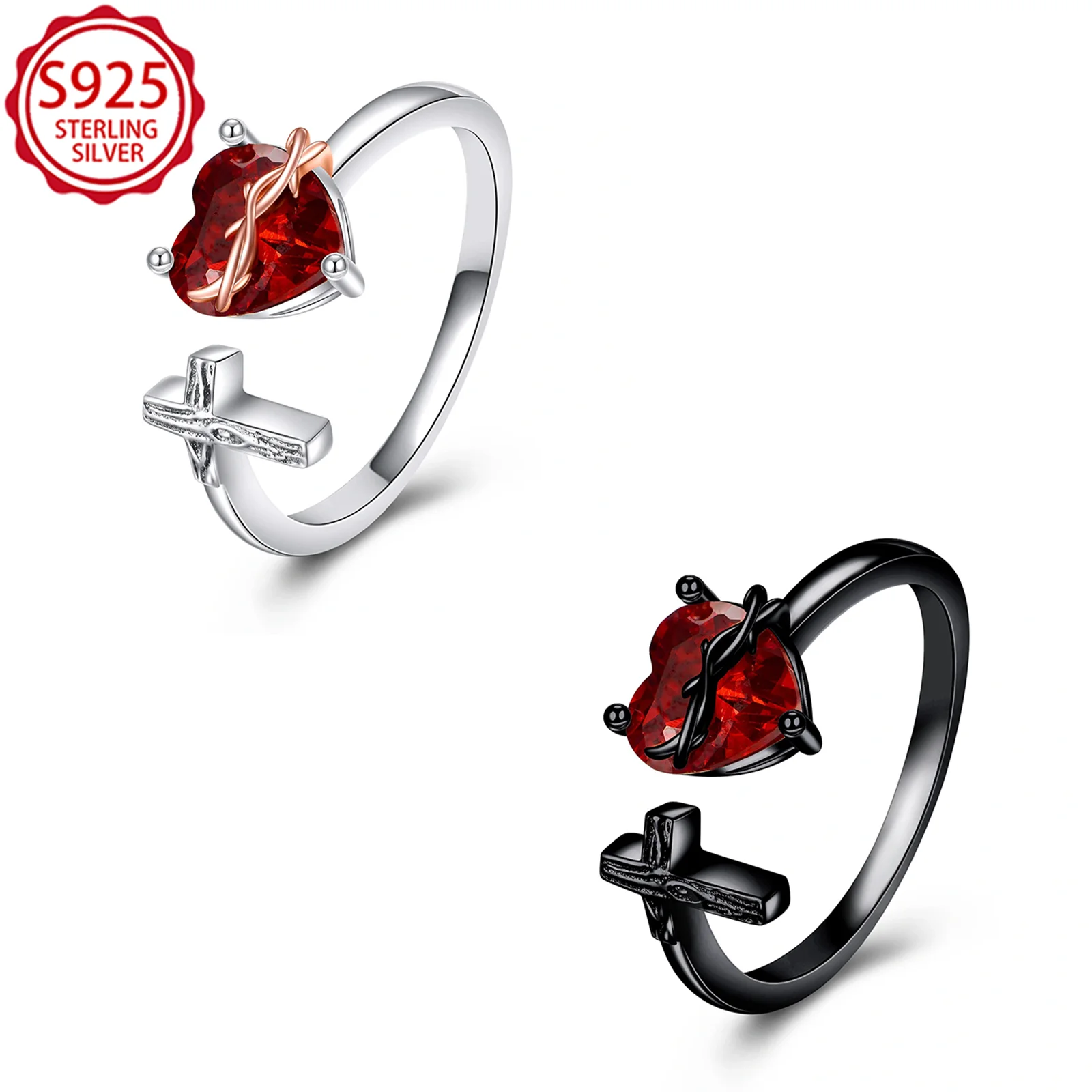 Кольцо из стерлингового серебра 925 пробы, 2 стиля, кольцо с красным сердцем и крестом, серебристый/черный готический обвязочный ремешок на День святого Валентина/подарок на день рождения для женщин и мужчин
Кольцо из стерлингового серебра 925 пробы, 2 стиля, кольцо с красным сердцем и крестом, серебристый/черный готический обвязочный ремешок на День святого Валентина/подарок на день рождения для женщин и мужчин