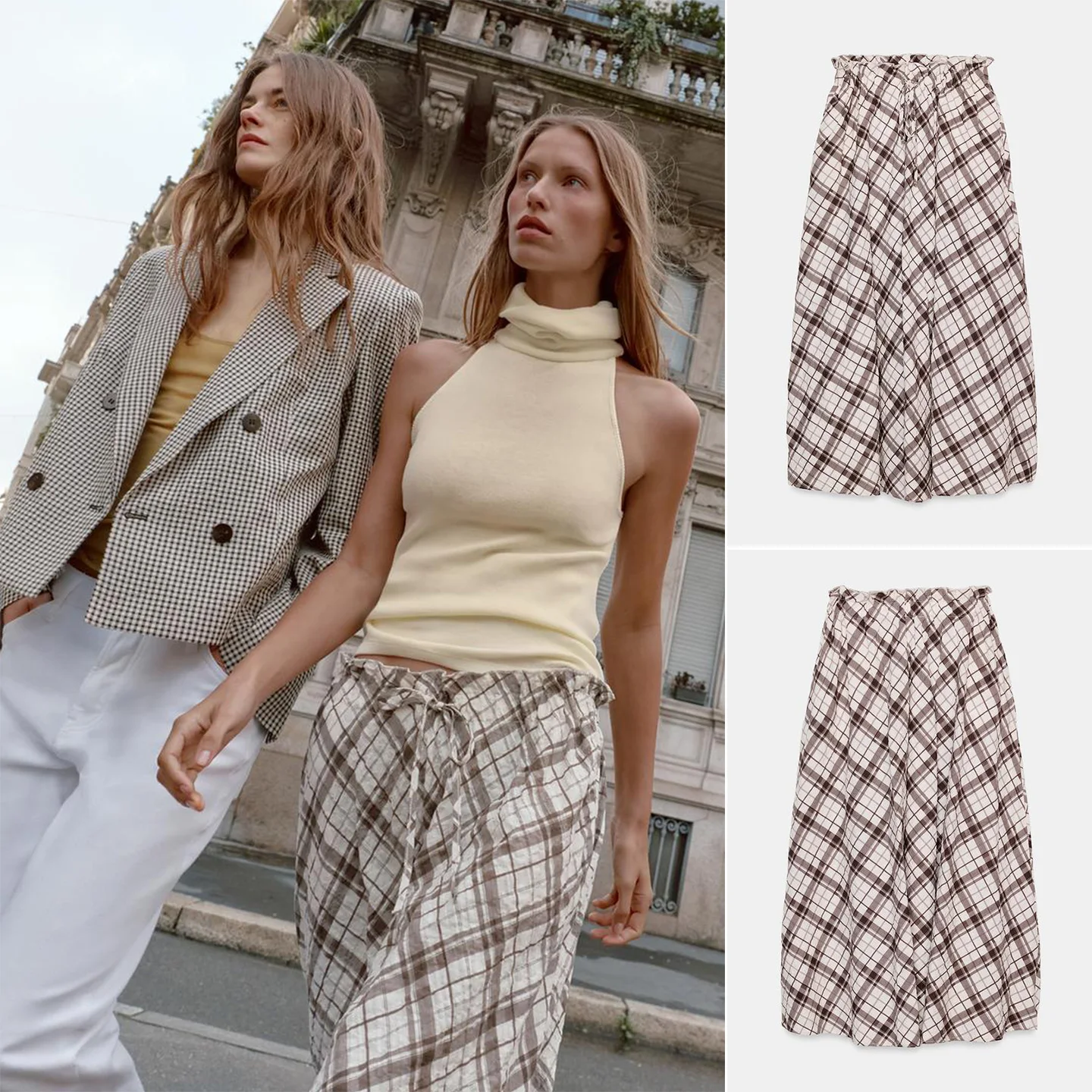 Spring New Arrival Women's Casual A-Line Midi Skirt Elastic Waist Plaid Design High Waist Polyester Fiber Washed Finish
Spring New Arrival Women's Casual A-Line Midi Skirt Elastic Waist Plaid Design High Waist Polyester Fiber Washed Finish