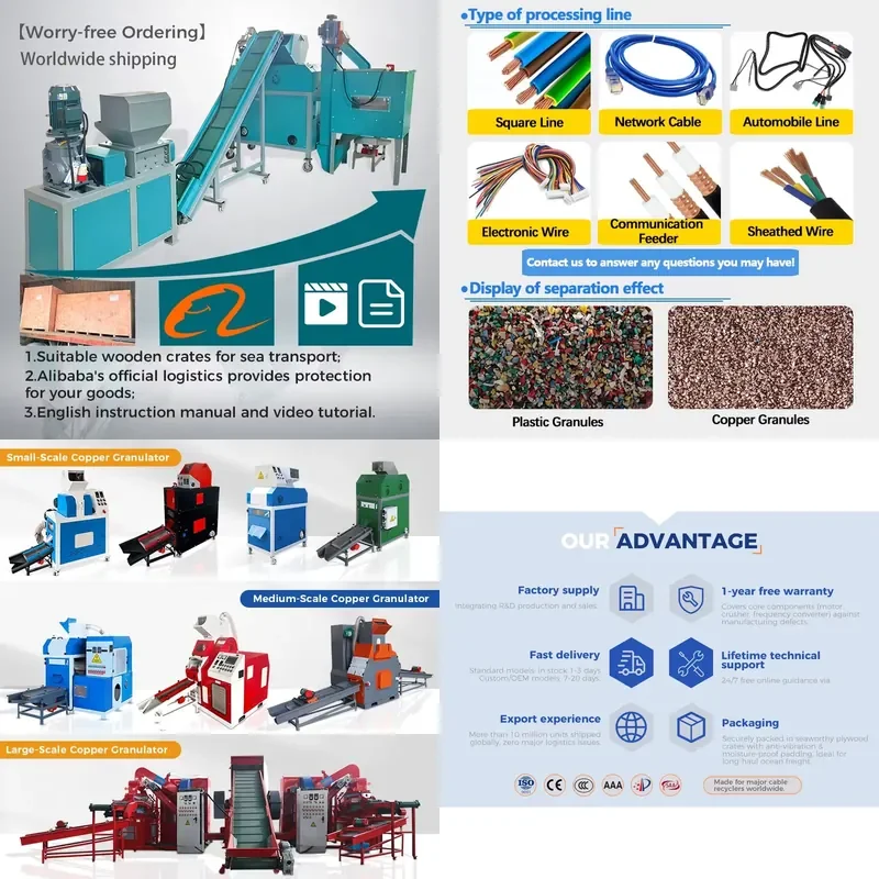 2026 Hot Industrial Copper Granulator | High-Capacity Metal Separator | for Mixed Waste Wires | 380V Three-Phase Power
2026 Hot Industrial Copper Granulator | High-Capacity Metal Separator | for Mixed Waste Wires | 380V Three-Phase Power