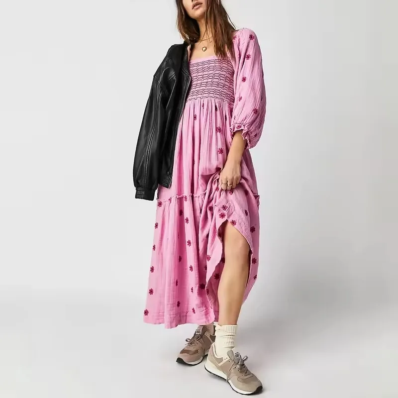 Bohemian Floral Dress Women Square Neck Ruffle Swing A Line Maxi Dress Long Sleeve Beach Holiday Lady Club Party Dress
Bohemian Floral Dress Women Square Neck Ruffle Swing A Line Maxi Dress Long Sleeve Beach Holiday Lady Club Party Dress